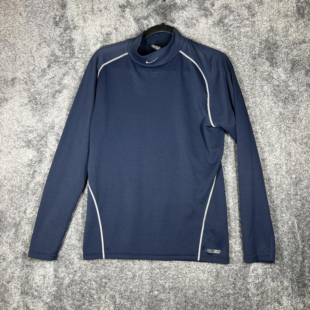 Nike Shirt Mens XL Blue Mock Neck Long Sleeve Moisture Wicking Performance